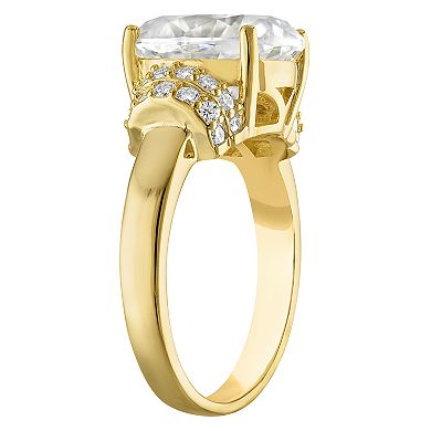 White Lotus 14k Gold Over Sterling Silver Lab-Created Moissanite Oval Ring
