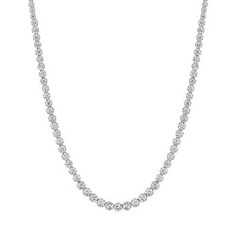 White Lotus Platinum Over Sterling Silver Lab-Created Moissanite Tennis Necklace