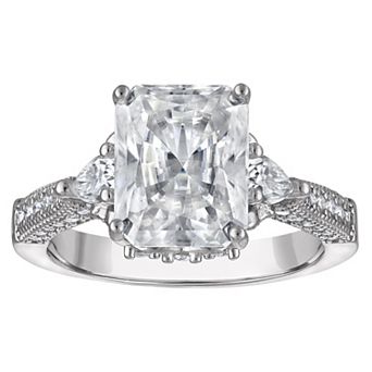 White Lotus Platinum Over Silver 5 1/4 Carat T.W. Lab-Created Moissanite Engagement Ring