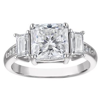 White Lotus Platinum Over Sterling Silver Lab-Created Moissanite Ring