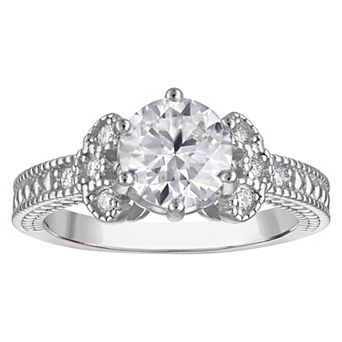 White Lotus Platinum Over Silver 1 5/8 Carat T.W. Lab-Created Moissanite Engagement Ring