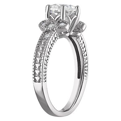 White Lotus Platinum Over Silver 1 5/8 Carat T.W. Lab-Created Moissanite Engagement Ring