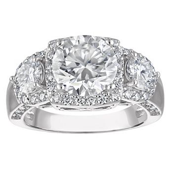 White Lotus Platinum Over Sterling Silver Lab-Created Moissanite Round Ring