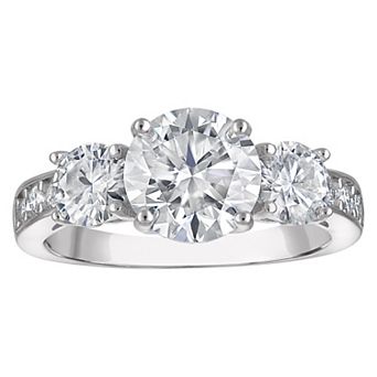 White Lotus Platinum Over Silver 3 1/4 Carat T.W. Lab-Created Moissanite Engagement Ring