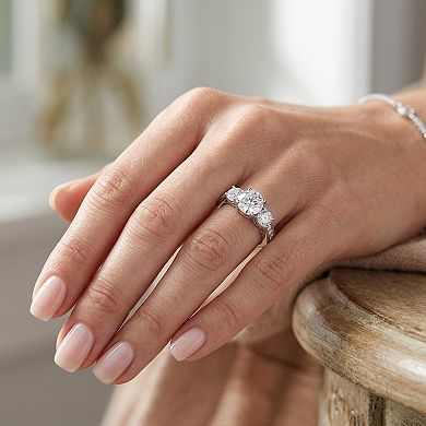 White Lotus Platinum Over Silver 3 1/4 Carat T.W. Lab-Created Moissanite Engagement Ring