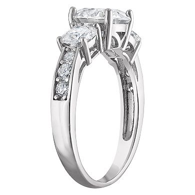 White Lotus Platinum Over Silver 3 1/4 Carat T.W. Lab-Created Moissanite Engagement Ring