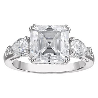 White Lotus Platinum Over Sterling Silver Lab-Created Moissanite Ring