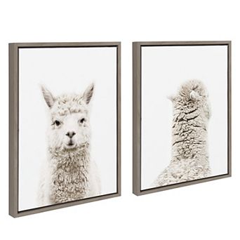 Sylvie Alpaca Front and Alpaca Back Framed Canvas Art Set by Amy Peterson Art Studio