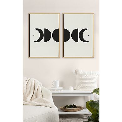 Sylvie Modern Geometric Moon Phases Framed Canvas Set by The Creative Bunch Studio