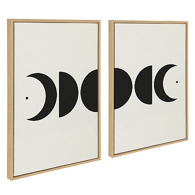 Sylvie Modern Geometric Moon Phases Framed Canvas Set by The Creative Bunch Studio