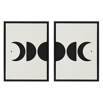 Sylvie Modern Geometric Moon Phases Framed Canvas Set by The Creative Bunch Studio