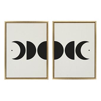 Sylvie Modern Geometric Moon Phases Framed Canvas Set by The Creative Bunch Studio
