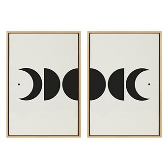 Sylvie Modern Geometric Moon Phases Framed Canvas Set by The Creative Bunch Studio