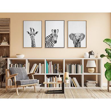 Sylvie Baby Giraffe and Elephant Framed Canvas Art Set by Simon Te of Tai Prints 2 Piece 18x24