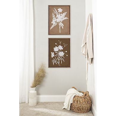 Sylvie Beaded Spring Floral Silhouette 2 Clay White Framed Canvas Art Set by Heather Dutton