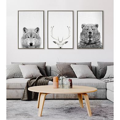 Sylvie Wolf and Bear European Framed Canvas Art Set by Simon Te of Tai Prints