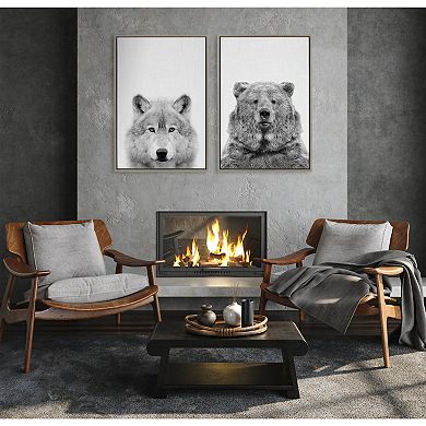 Sylvie Wolf and Bear European Framed Canvas Art Set by Simon Te of Tai Prints