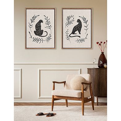 Sylvie Beaded Jungle Black Neutral Linen Bright Framed Canvas Art Set by Alexander Ginzburg