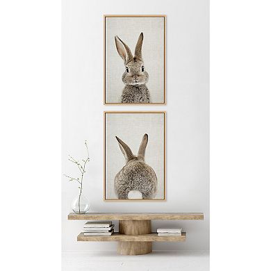 Sylvie Bunny Portrait on Linen Framed Canvas Art Set by Amy Peterson Art Studio