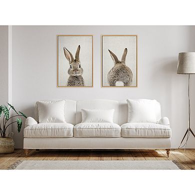 Sylvie Bunny Portrait on Linen Framed Canvas Art Set by Amy Peterson Art Studio