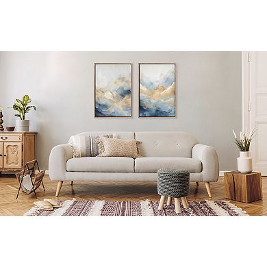 Sylvie Beaded Blue Mountains I and II Framed Canvas Art Set by Amy Lighthall