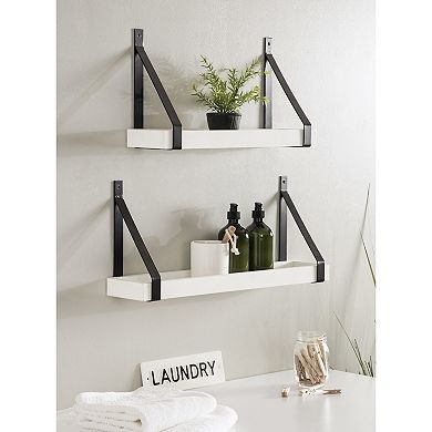 Sudbury Wood and Metal Wall Shelf Set 2 Piece
