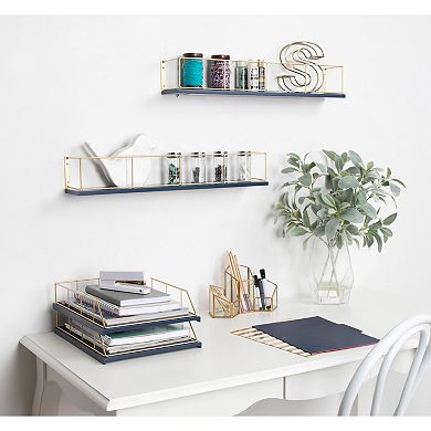 Benbrook Wood and Metal Wall Shelf Set 2pk 24"