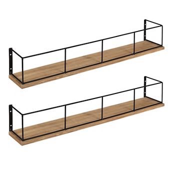 Benbrook Wood and Metal Wall Shelf Set 2 pk 24"
