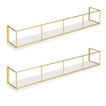 Benbrook Wood and Metal Wall Shelf Set 2 pk 24"