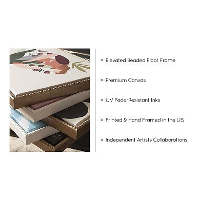 Sylvie Sophisticated Neutral Coral Blue 1 and 2 Framed Canvas Art Set by The Creative Bunch Studio