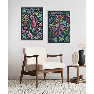 Sylvie Tropical Parrot and Tropical Toucan Framed Canvas Art Set by Rachel Lee