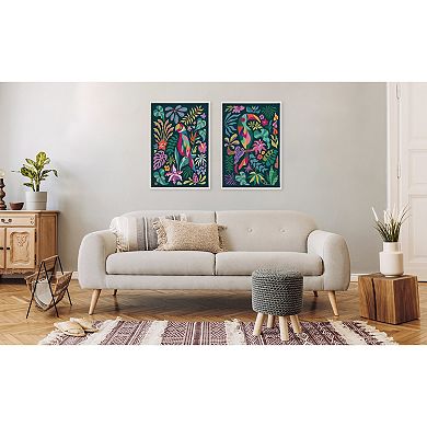 Sylvie Tropical Parrot and Tropical Toucan Framed Canvas Art Set by Rachel Lee