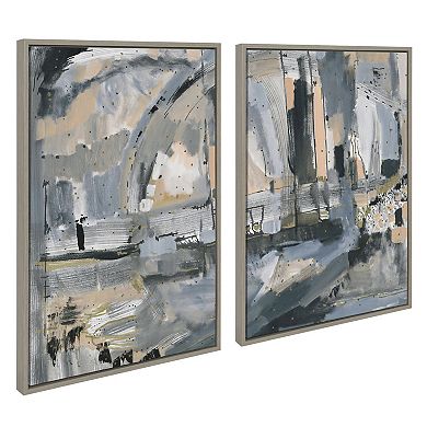 Sylvie Harbor Nights Set No 1 and Harbor Nights Set No 2 Framed Canvas Set by Leah Nadeau