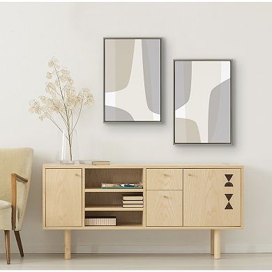 Sylvie Comforting Curves Abstract No 1 and No 2 Framed Canvas by The Creative Bunch Studio