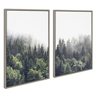 Sylvie Lush Green Forest on a Foggy Day Framed Canvas Set by The Creative Bunch Studio