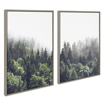 Sylvie Lush Green Forest on a Foggy Day Framed Canvas Set by The Creative Bunch Studio