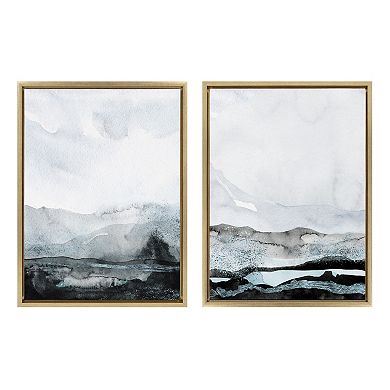 Sylvie Blue Layers Framed Canvas by Maja Mitrovic of Makes My Day Happy