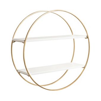 Sequoia Wood and Metal Round Wall Shelf 24" Diameter
