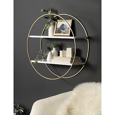 Sequoia Wood and Metal Round Wall Shelf 24" Diameter