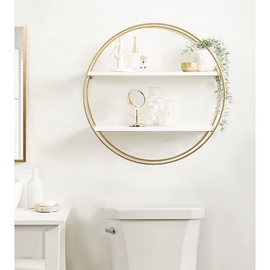 Sequoia Wood and Metal Round Wall Shelf 24" Diameter