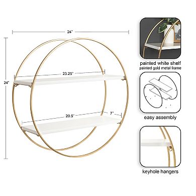 Sequoia Wood and Metal Round Wall Shelf 24" Diameter