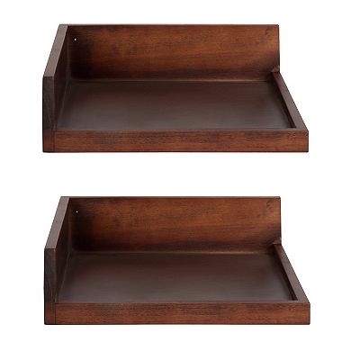 Levie Floating Corner Wood Wall Shelf Set 2 Piece