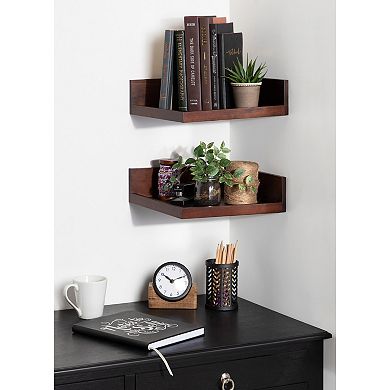 Levie Floating Corner Wood Wall Shelf Set 2 Piece