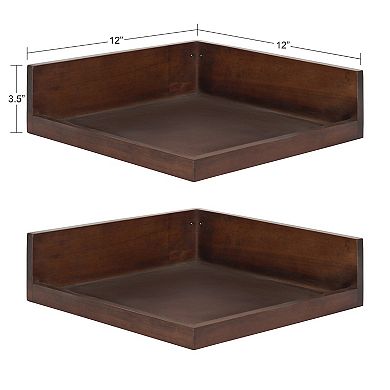 Levie Floating Corner Wood Wall Shelf Set 2 Piece
