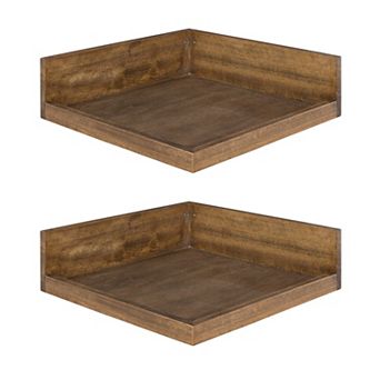 Levie Floating Corner Wood Wall Shelf Set 2 pc