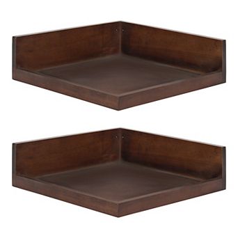 Levie Floating Corner Wood Wall Shelf Set 2 pc