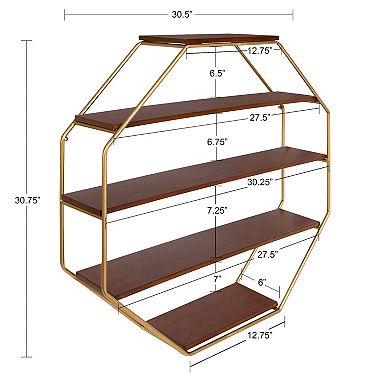Lintz Octagon Floating Wall Shelf 30.5x31
