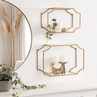 Ciel Modern Glam Metal Wall Shelf Set 2 Piece 18 inch