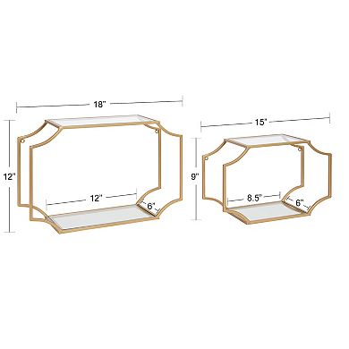Ciel Modern Glam Metal Wall Shelf Set 2 Piece 18 inch