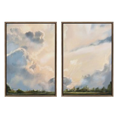 Sylvie Clouds Framed Canvas Set by Mary Sparrow 2 Piece 18x24